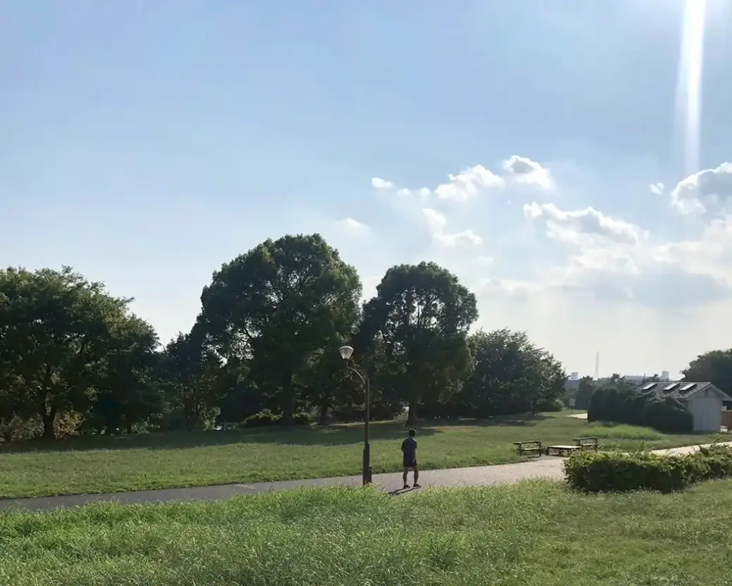 舎人公園の風景とキッチンカーの雰囲気